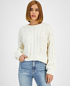 Juniors' Chenille Cable Pullover Sweater 