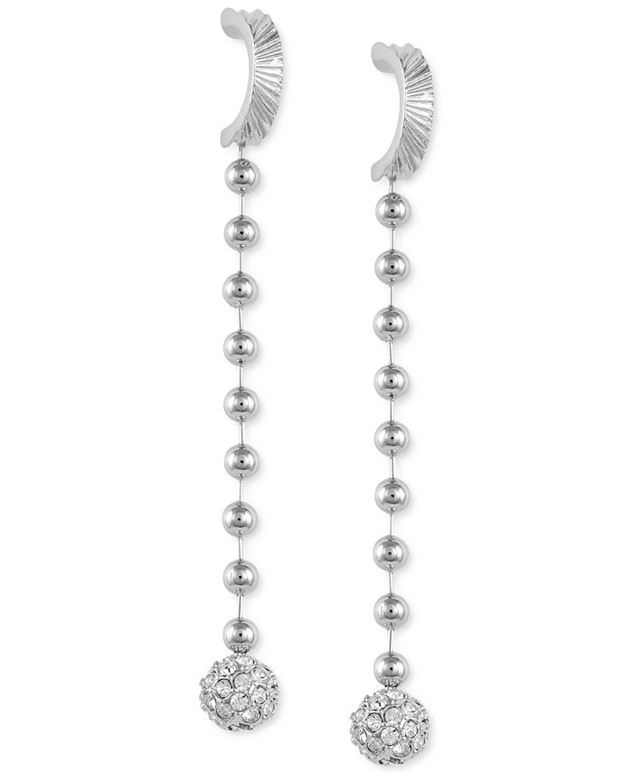 GUESS SilverTone Ball Chain & Pavé Sphere Linear Drop Earrings Macy's