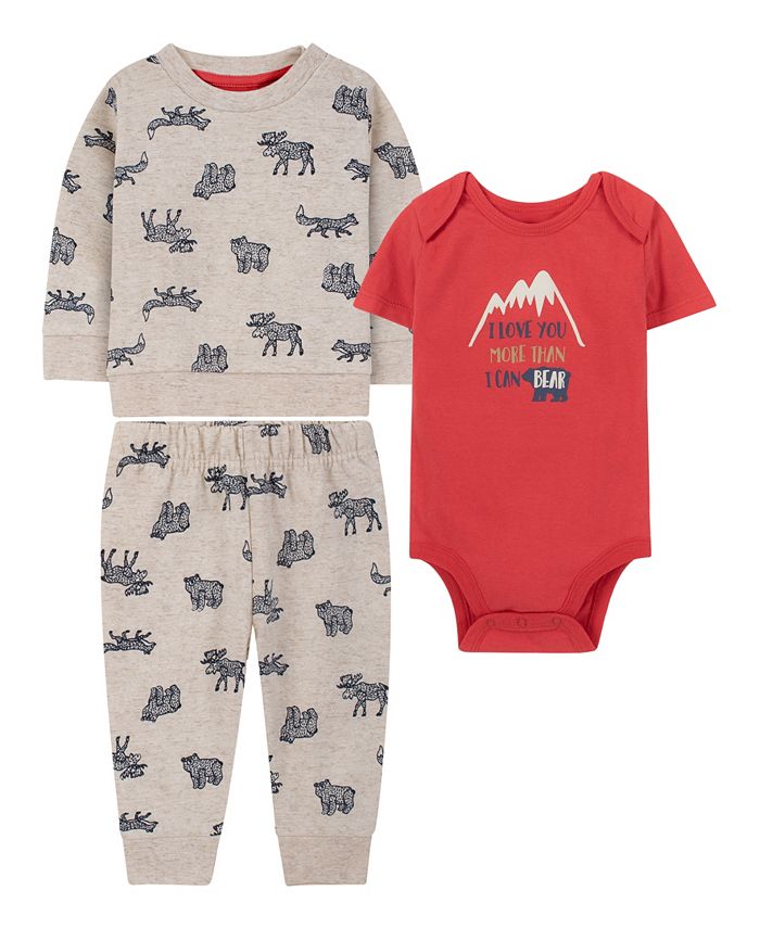 Koala Baby Boys Fleece Sweatshirt, Pant and Bodysuit, 3 Piece Set Macy's
