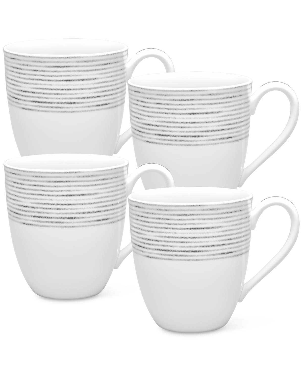 Noritake Hammock Mugs, Set Of 4 In Grey