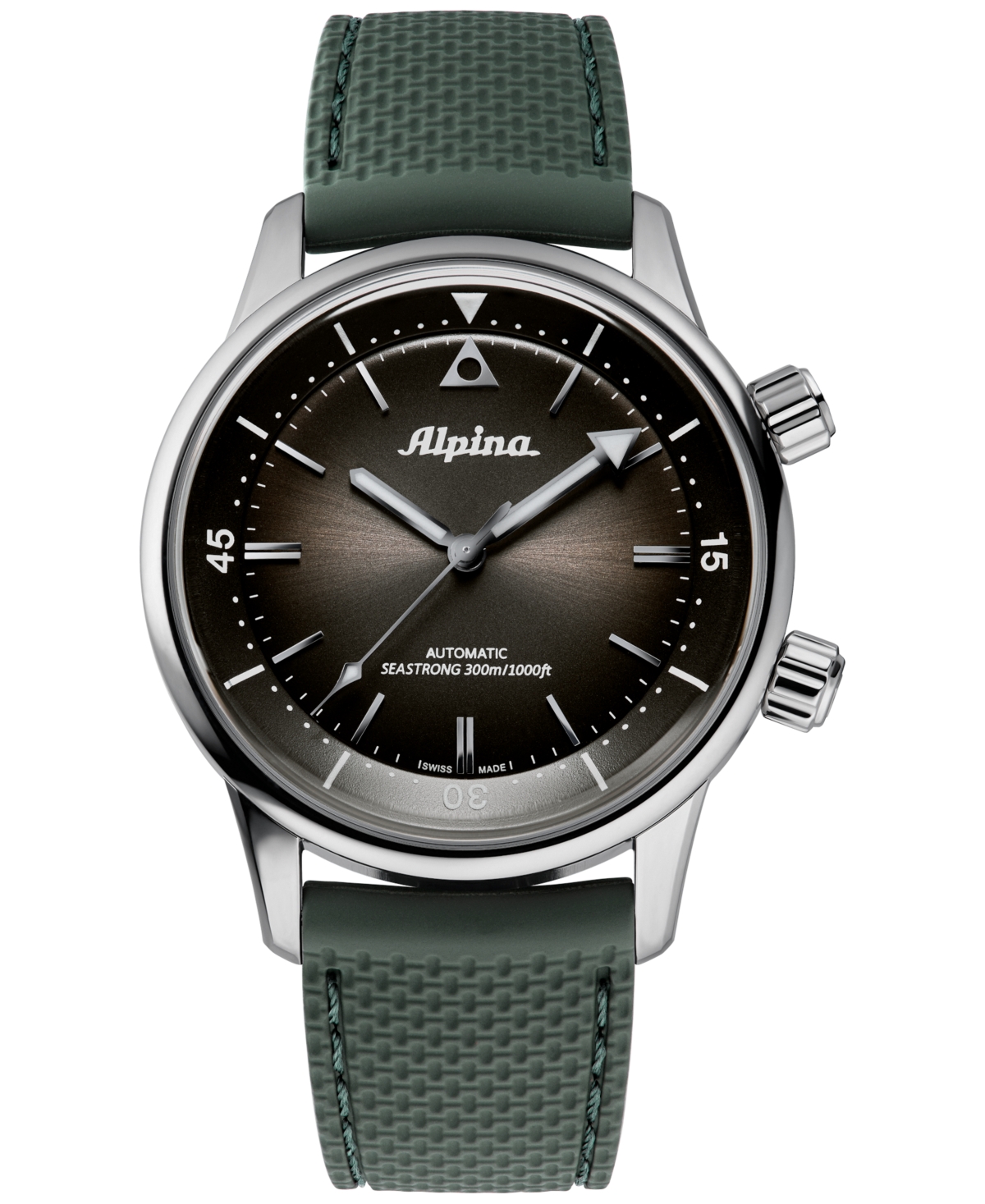 Alpina Men's Swiss Automatic Seastrong Diver Green Rubber Strap Watch 42mm