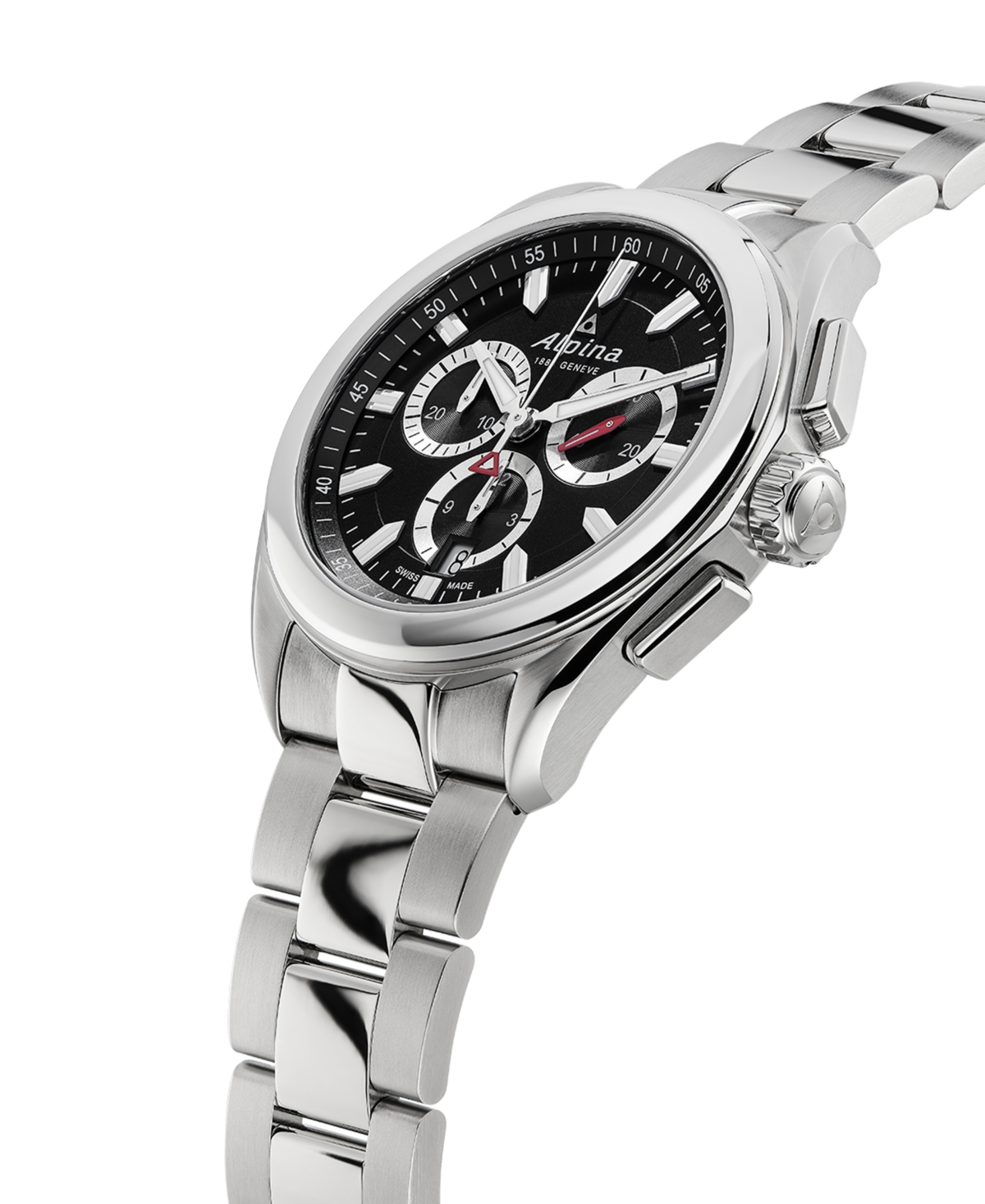 Shop Alpina Men's Swiss Chronograph Alpiner Stainless Steel Bracelet Watch 42mm In Silver-tone