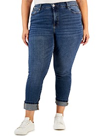 Trendy Plus Size Cuffed Girlfriend Jeans