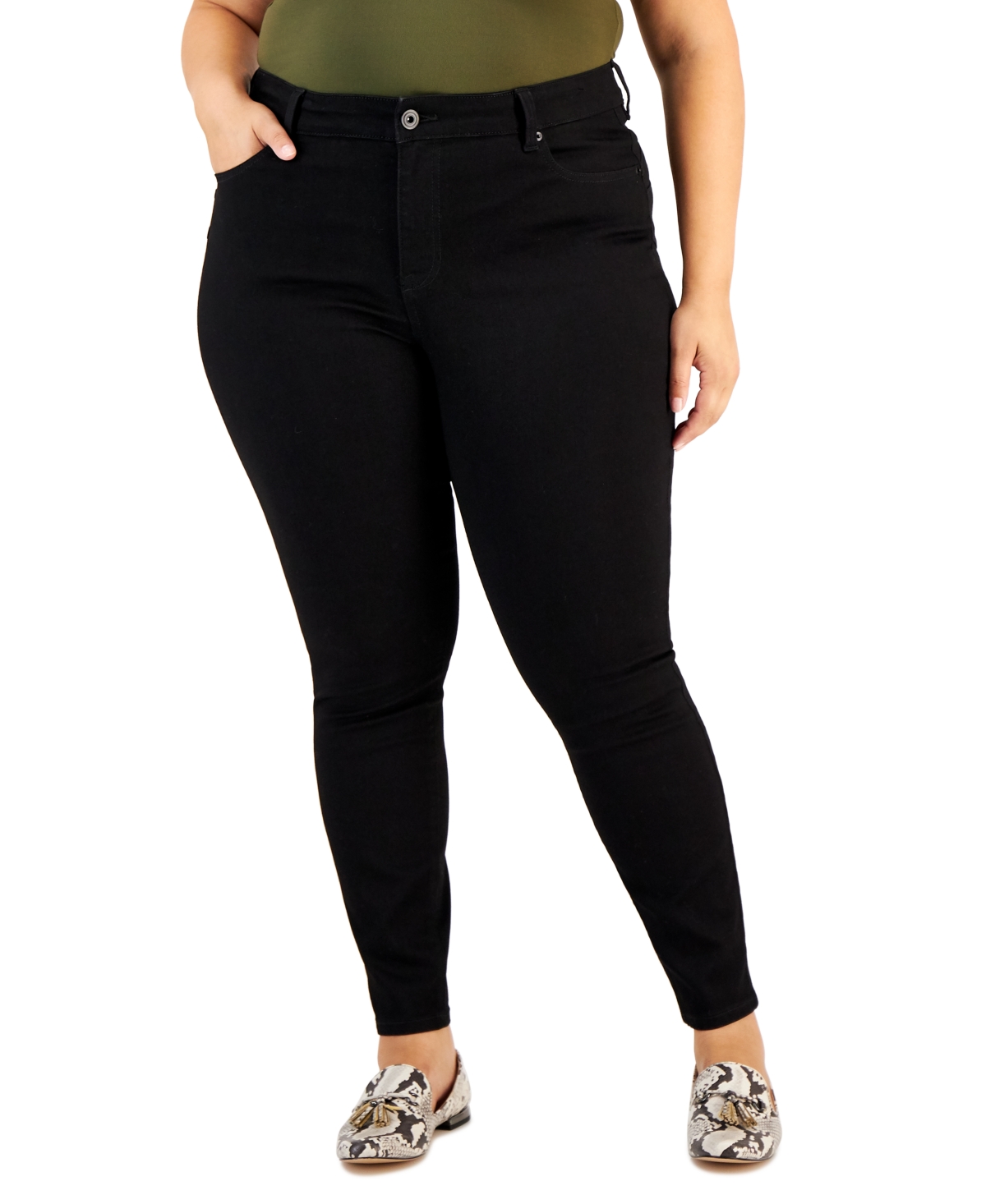 Trendy Plus Size Sculpted Skinny Jeans - Black