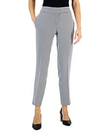 Petite Houndstooth Mid Rise Slim-Fit Pants