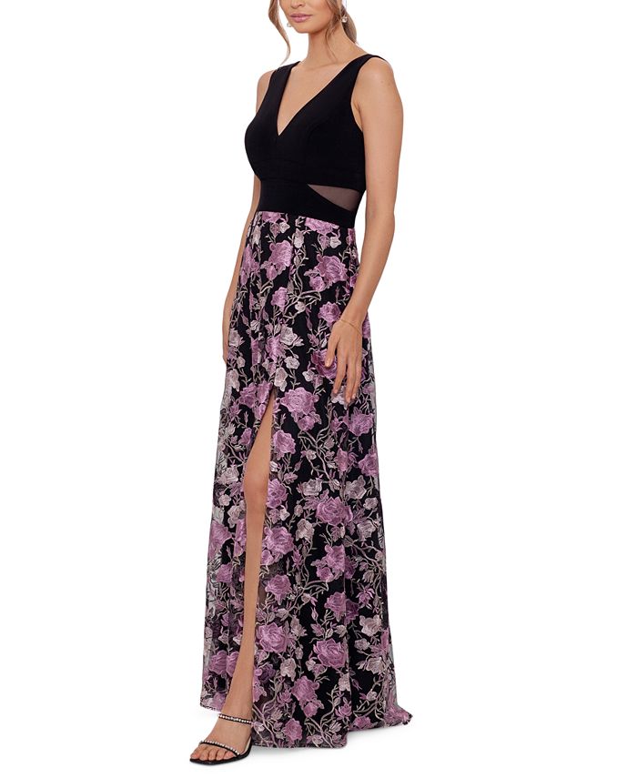 XSCAPE Women's FloralEmbroidered Gown Macy's