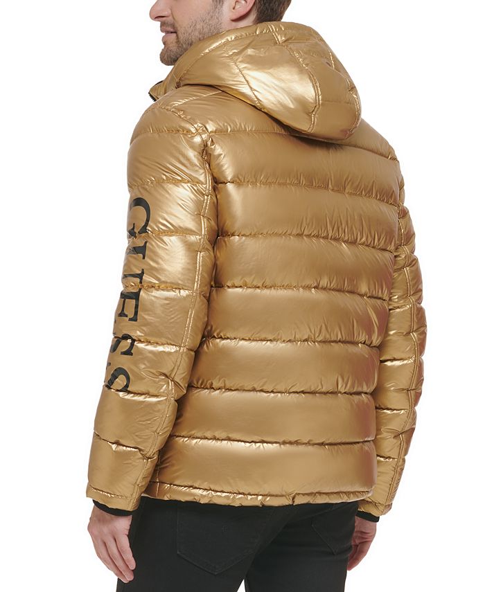 GUESS Men's Hooded Holographic Puffer Jacket, Created For Macy's Macy's