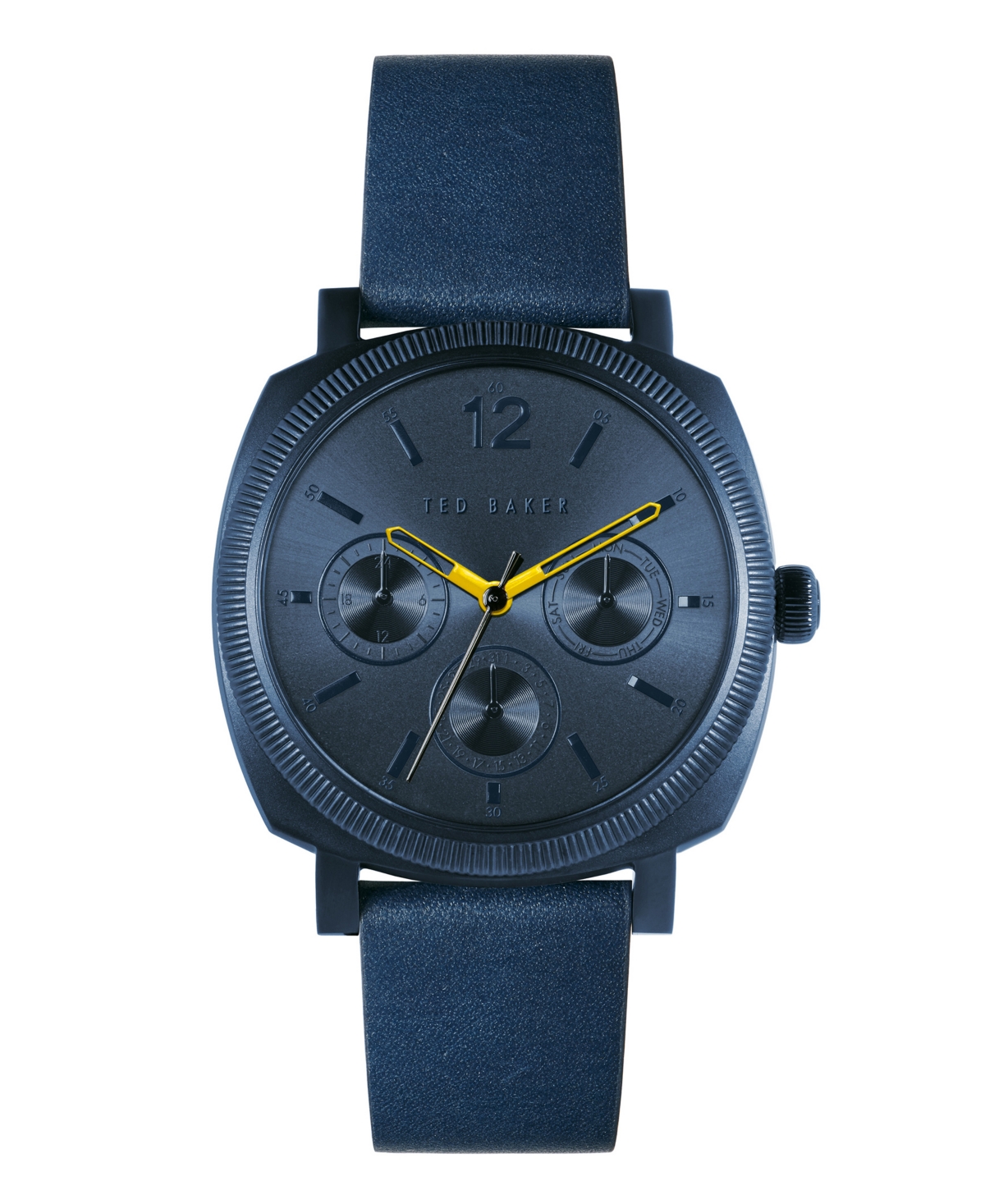 Men's Caine Blue Leather Strap Watch 42mm - Blue
