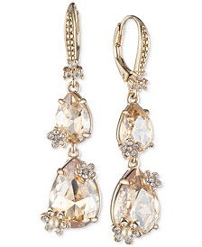 Gold-Tone Pear Stone Double Drop Earrings
