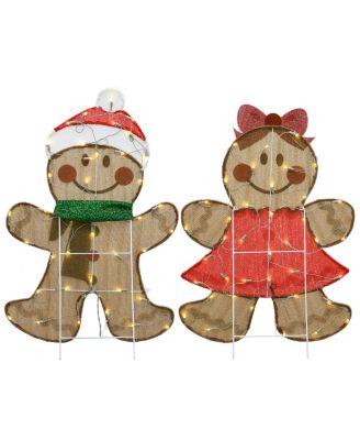 National Tree Company Pre-Lit Gingerbread Cookie Couple, 35"