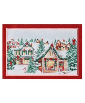 Storybook Christmas Village Holiday 4 Piece Placemat Set, 19" x 13"
