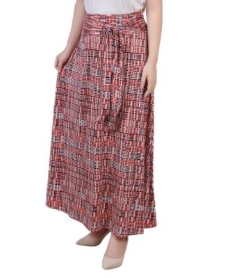 Petite Printed Maxi Skirt with Sash Waist Tie