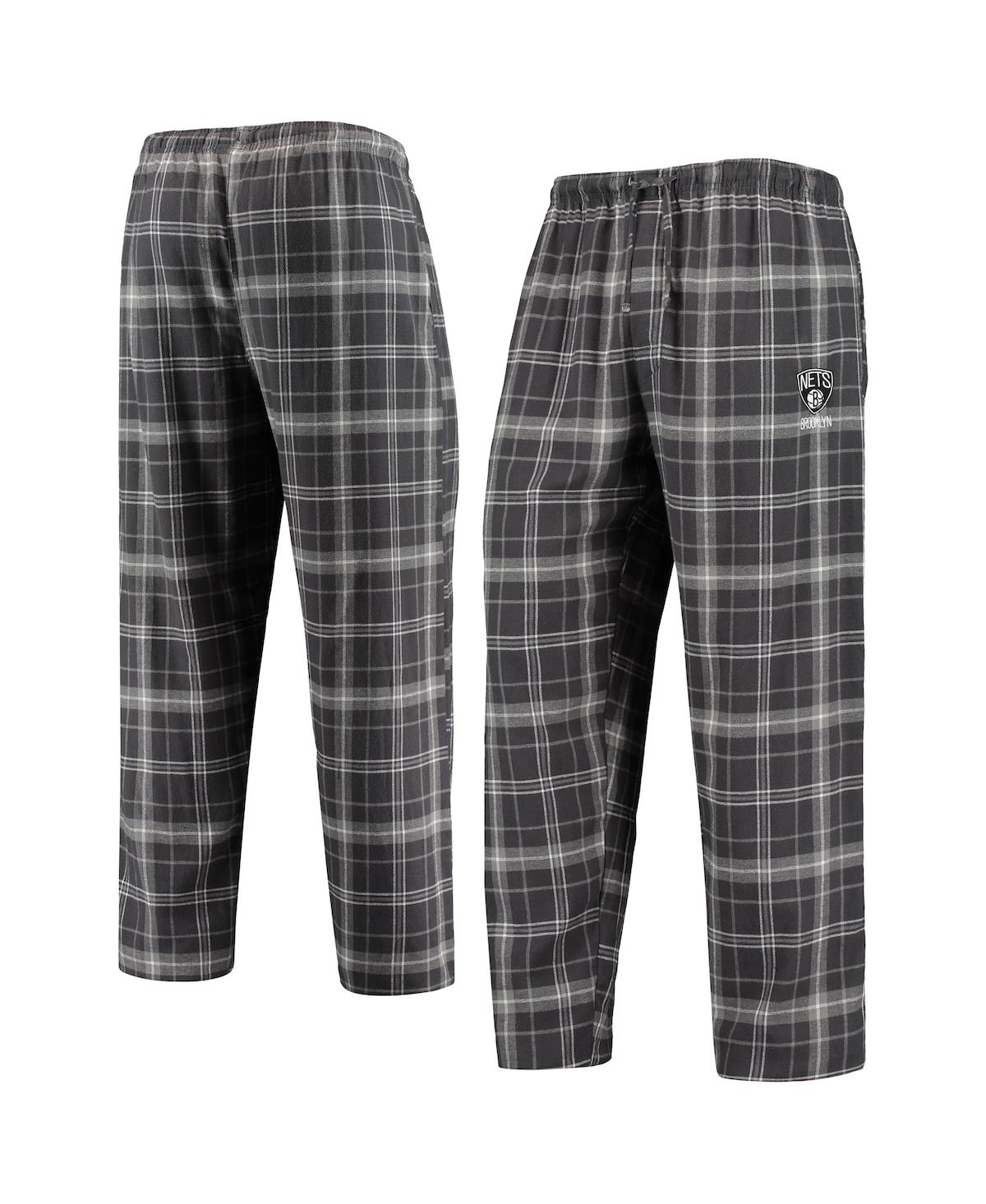 Shop Concepts Sport Men's  Charcoal, Gray Brooklyn Nets Ultimate Plaid Flannel Pajama Pants In Charcoal,gray