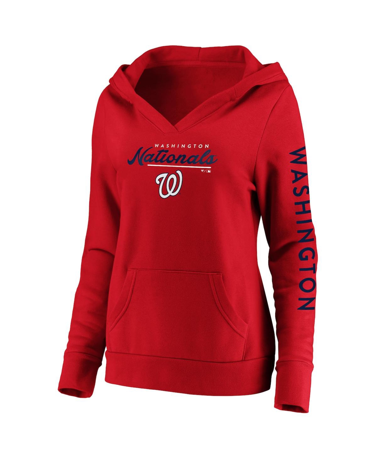 Women's FanaticsWashington Nationals Core High Class Crossover Pullover Hoodie - Red