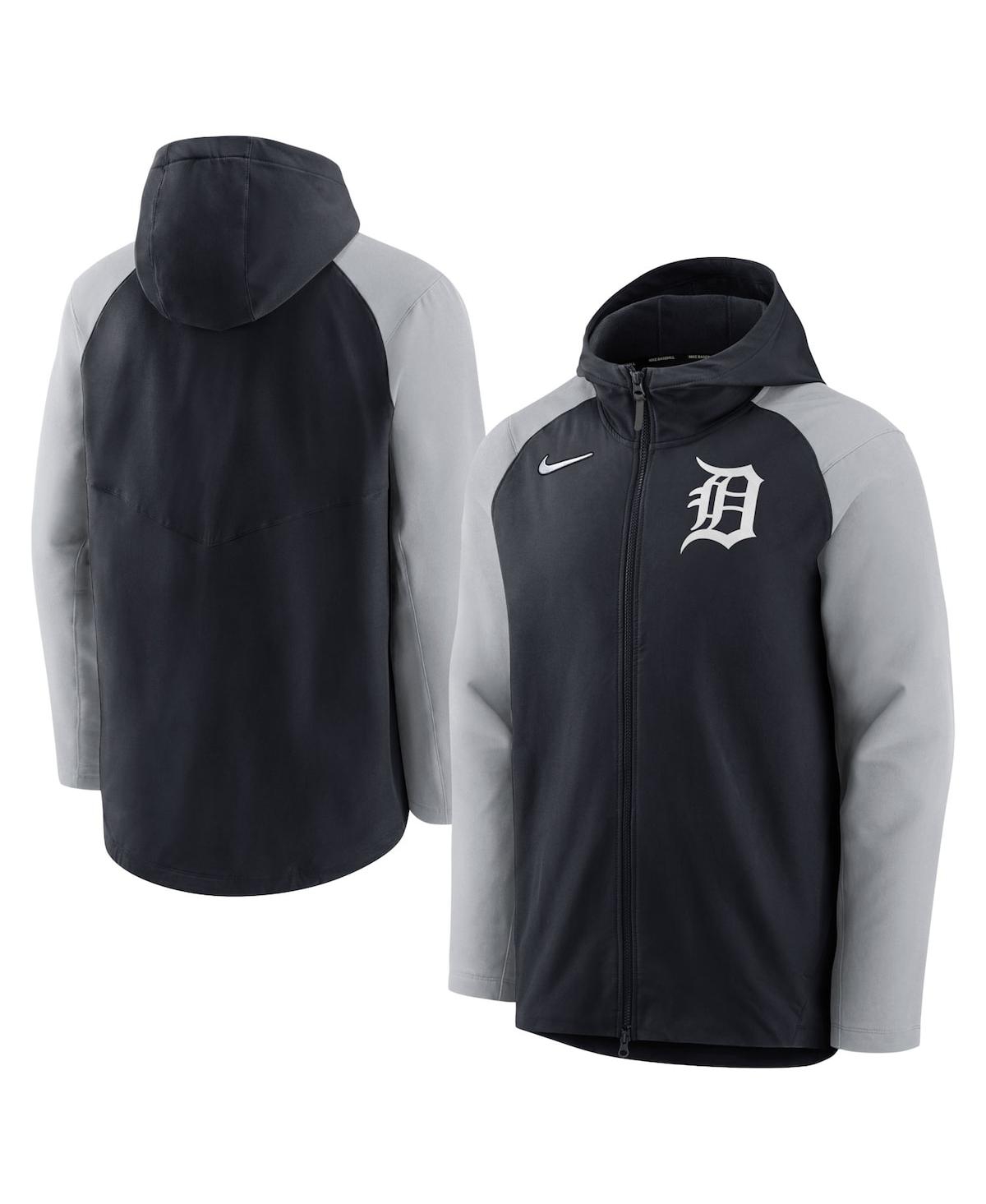 Shop Nike Men's  Navy, Gray Detroit Tigers Authentic Collection Performance Raglan Full-zip Hoodie In Navy,gray