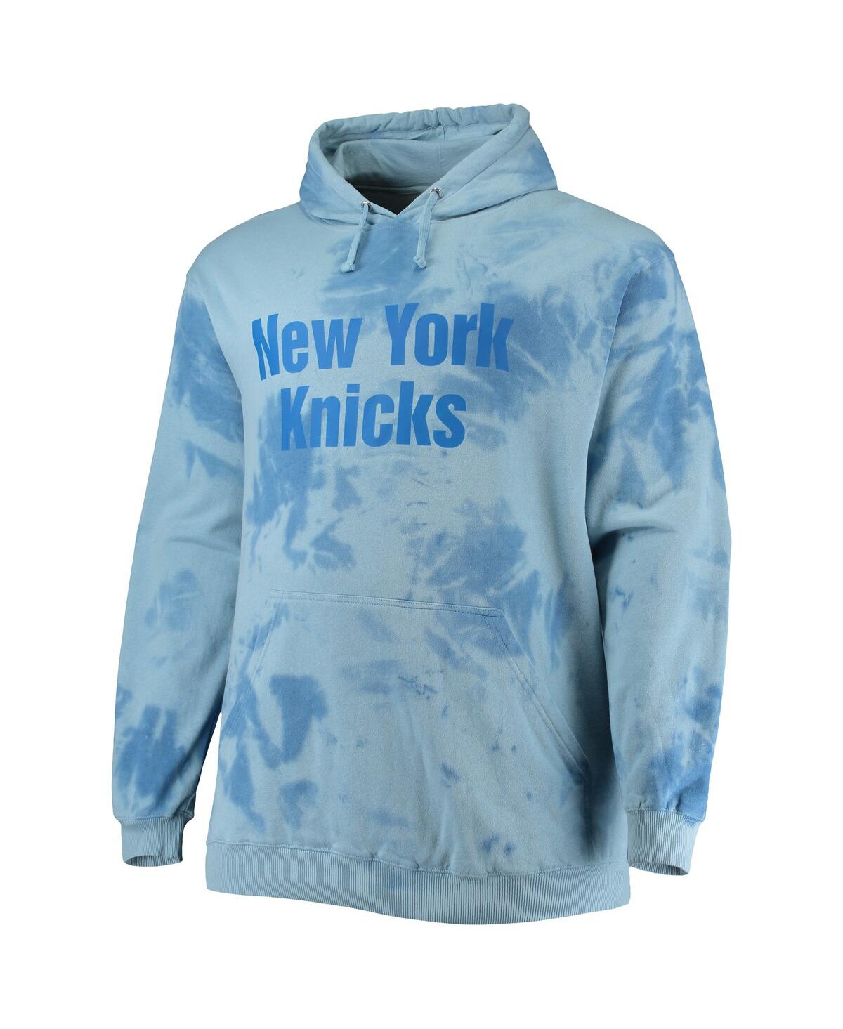 Shop Fanatics Men's  Blue New York Knicks Big And Tall Wordmark Cloud Dye Pullover Hoodie