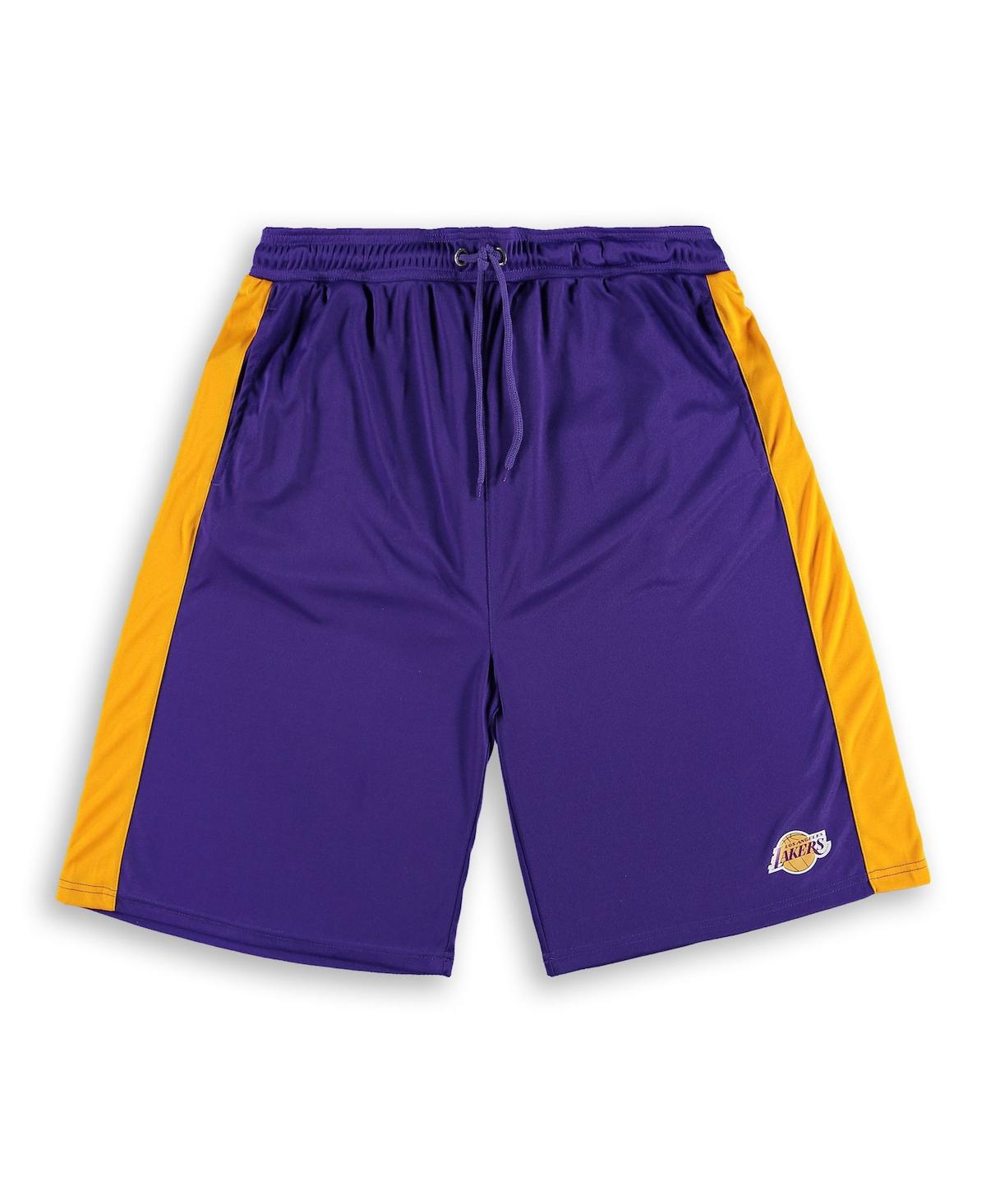 Fanatics Men's  Purple, Gold Los Angeles Lakers Big And Tall Performance Shorts In Purple,gold