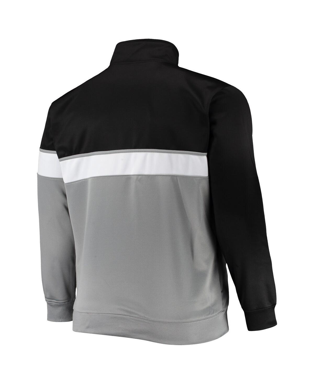 Shop Profile Men's Black, Gray Brooklyn Nets Big And Tall Pieced Body Full-zip Track Jacket In Black,gray