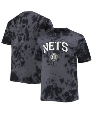 Men's Black Brooklyn Nets Big and Tall Marble Dye Tonal Performance T-shirt