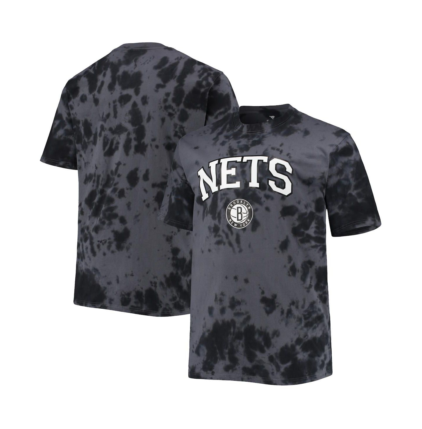 Мужская футболка Profile Black Brooklyn Nets Big and Tall Marble Dye Tonal Performance — фото 2