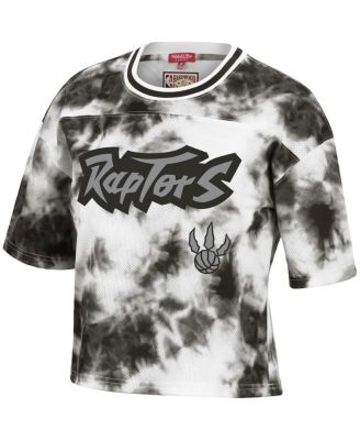 Women's Black, White Toronto Raptors Hardwood Classics Tie-Dye Cropped T-shirt