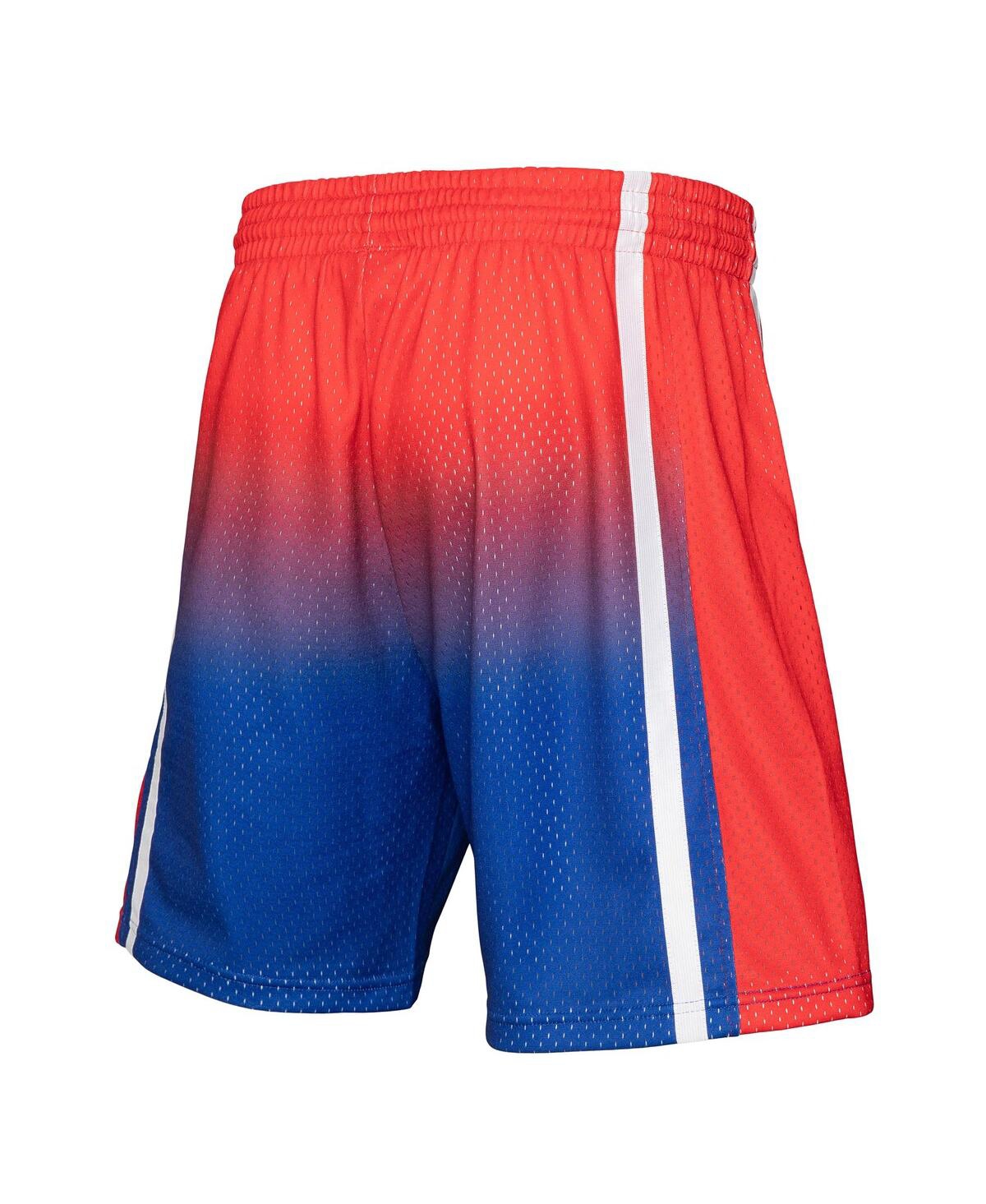 Men's Mitchell & Ness Red, Royal Philadelphia 76ers 1996/97 Hardwood Classics Fadeaway Reload 3.0 Swingman Shorts