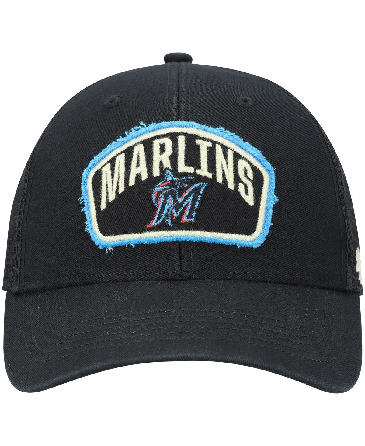 Men's '47Miami Marlins Cledus Mvp Trucker Snapback Hat - Black