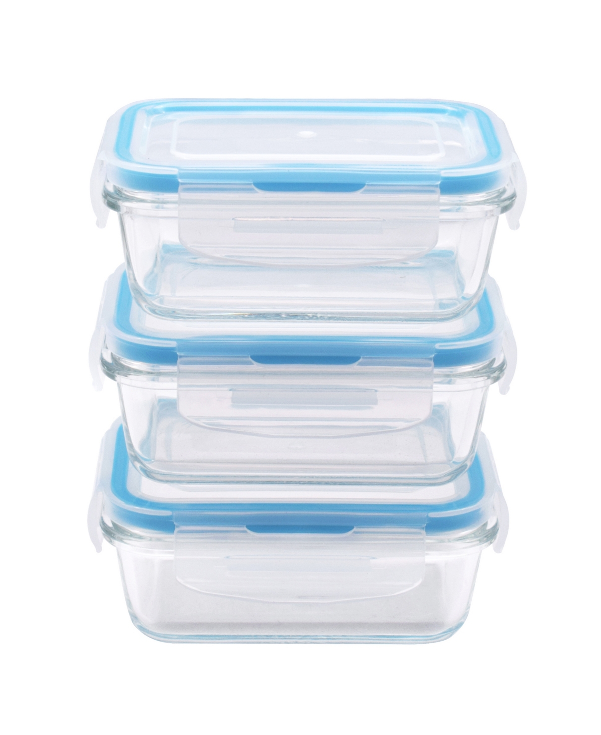 Art & Cook 3 Piece Rectangle 330 ml Food Storage With Locking Lid Set In Blue