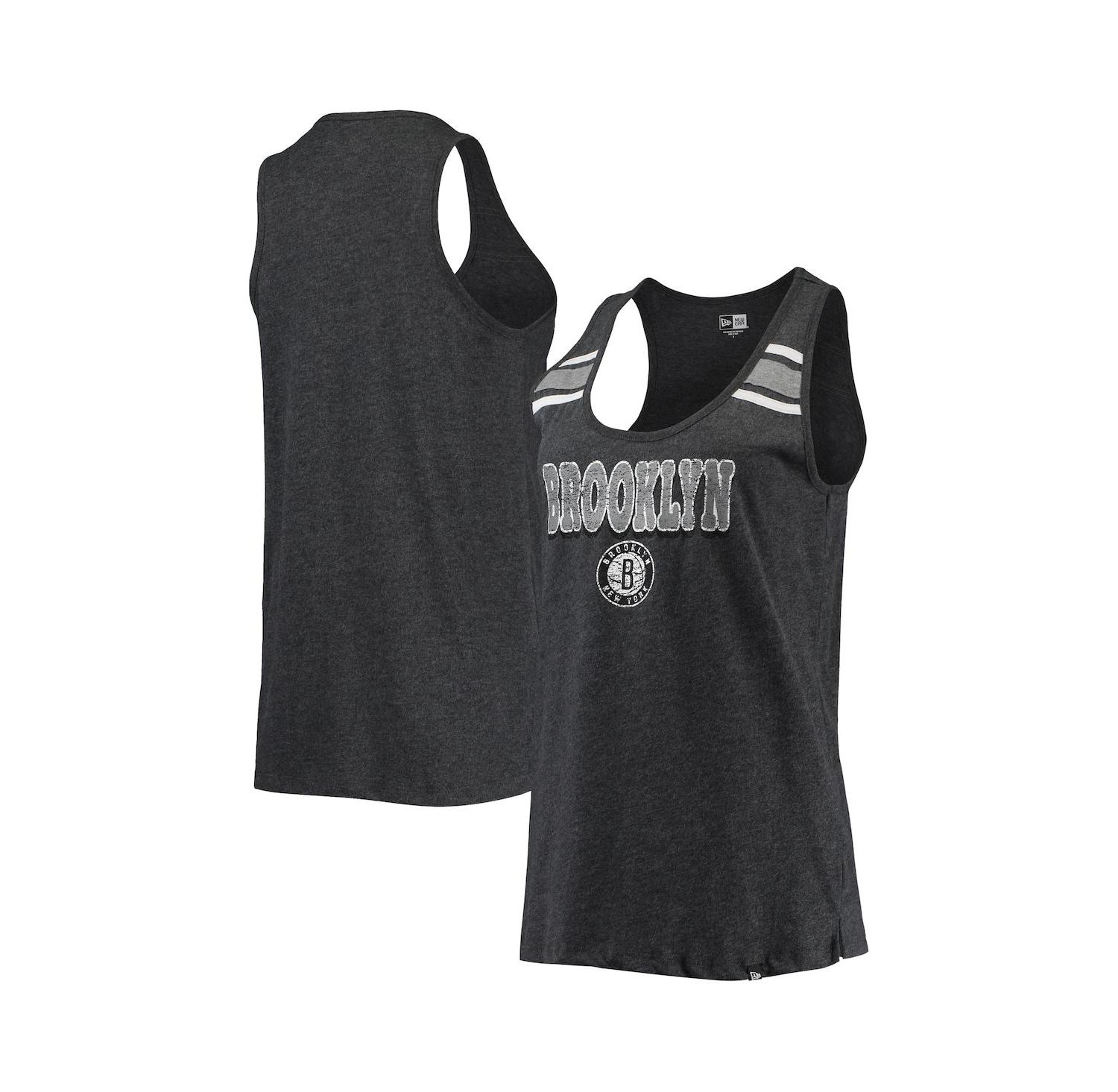 Women's Heather Black Brooklyn Nets Scoop-Neck Racerback Tank Top
