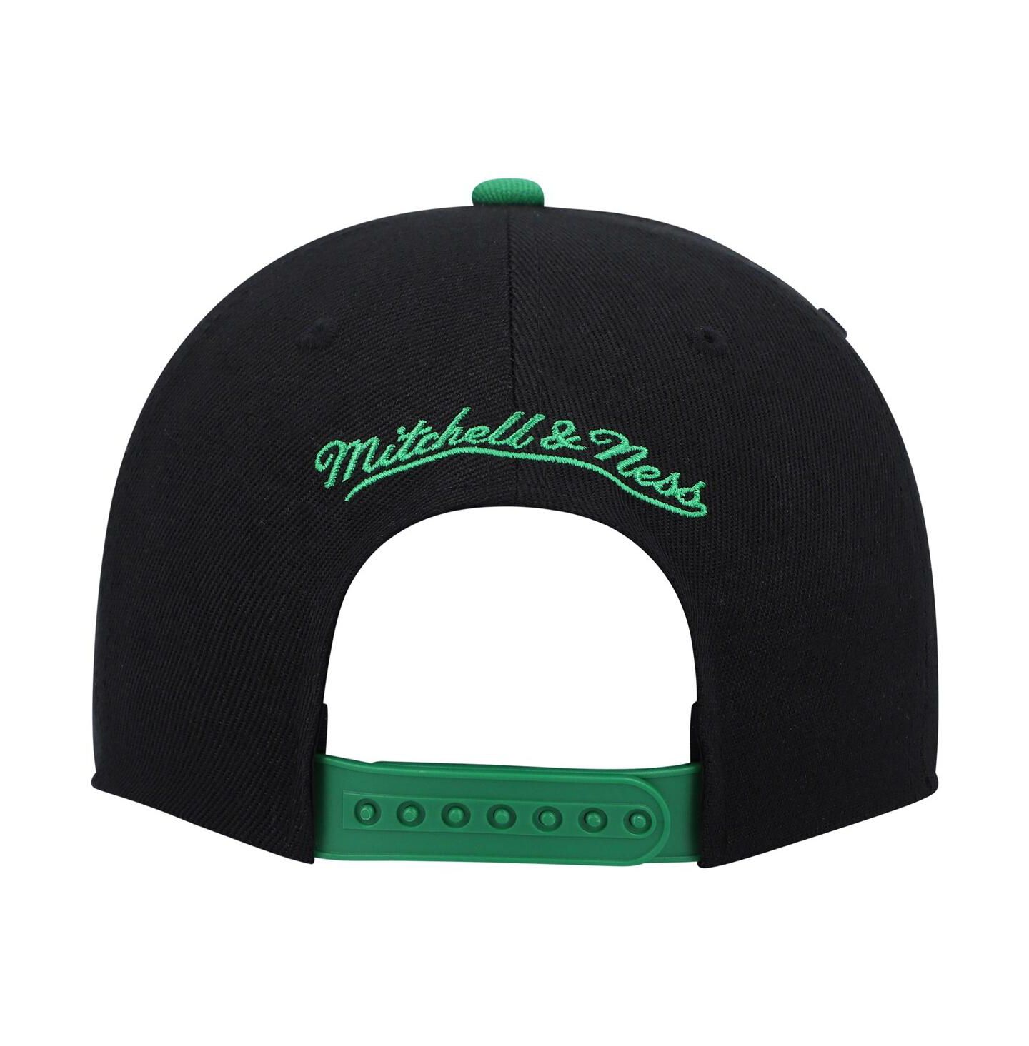 Мужская кепка Mitchell & Ness Black and Kelly Green Boston Celtics Hardwood Classics Snapback Hat — фото 5