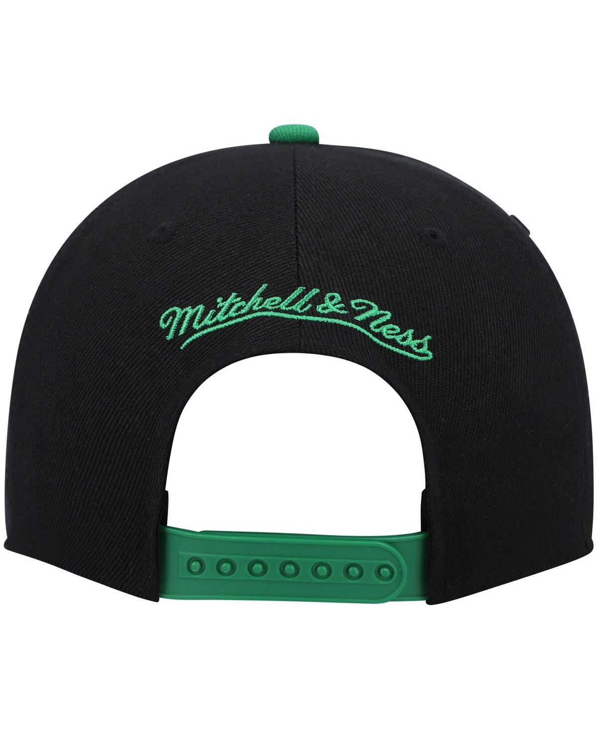 Mitchell & Ness Men's  Black And Kelly Green Boston Celtics Hardwood Classics Snapback Hat In Black,kelly Green