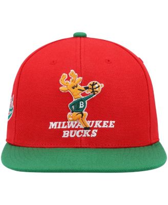 Men's Red and Green Milwaukee Bucks Hardwood Classics Snapback Hat