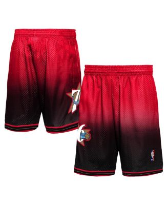Men's  Black, Red Philadelphia 76Ers 2000/01 Hardwood Classics Fadeaway Reload 3.0 Swingman Shorts