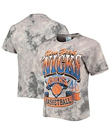 Women's '47 White, Black New York Knicks 2021/22 City Edition Vintage-Look Tie-Dye Tubular Cropped T-shirt
