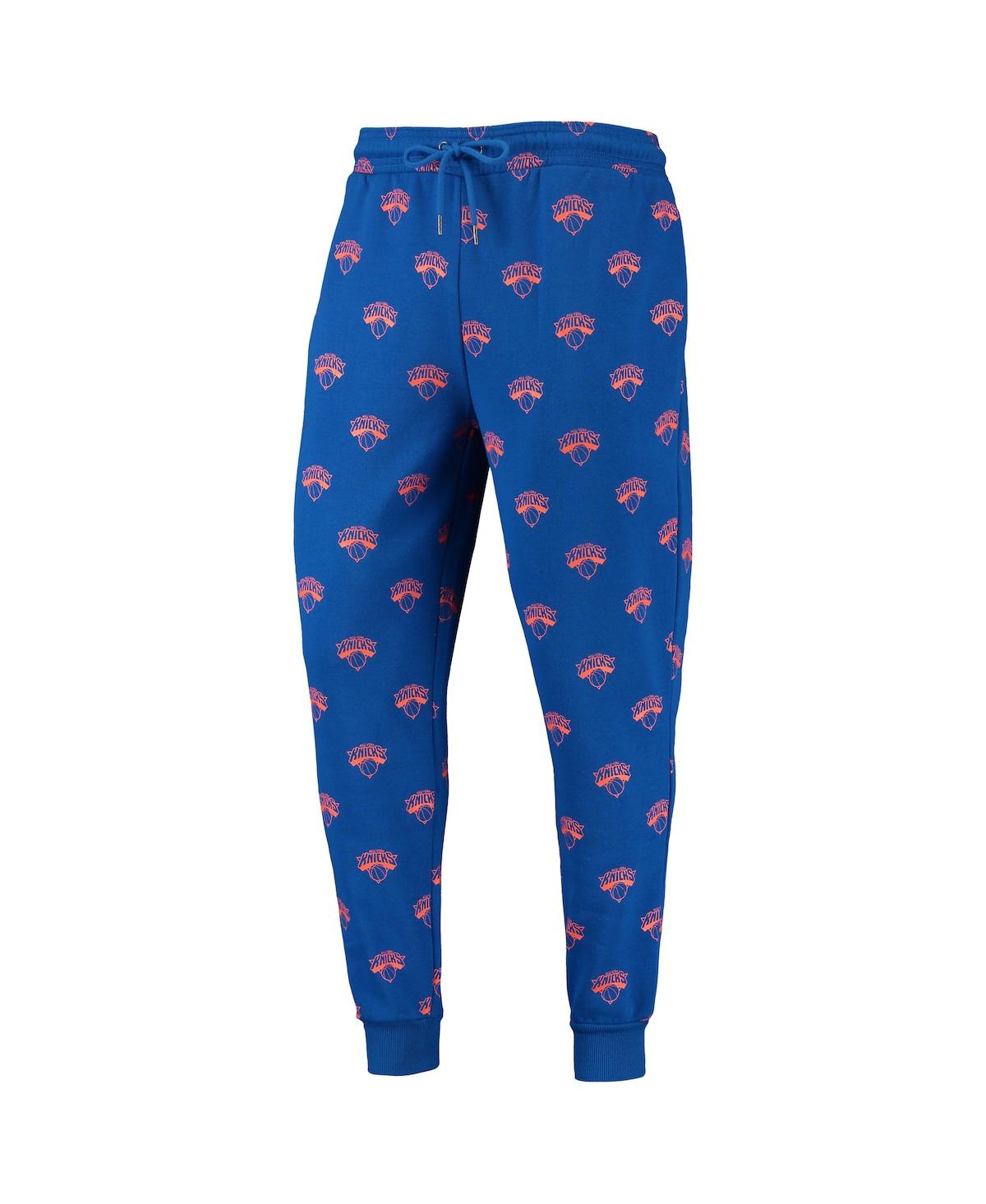 THE WILD COLLECTIVE MEN'S THE WILD COLLECTIVE ROYAL NEW YORK KNICKS ALLOVER LOGO JOGGER PANTS 
