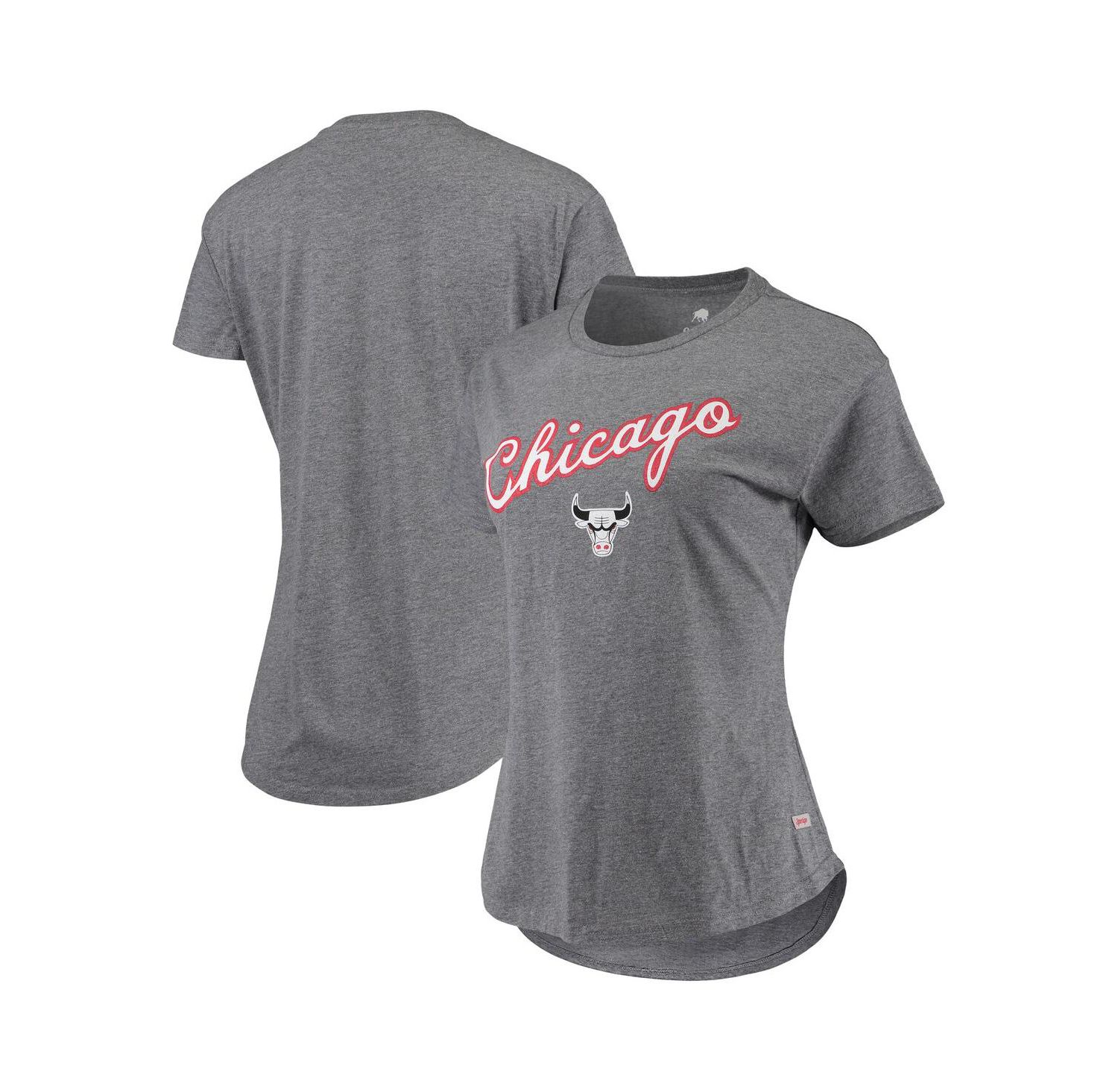 Women's Heathered Gray Chicago Bulls City Edition Phoebe Tri-Blend T-shirt