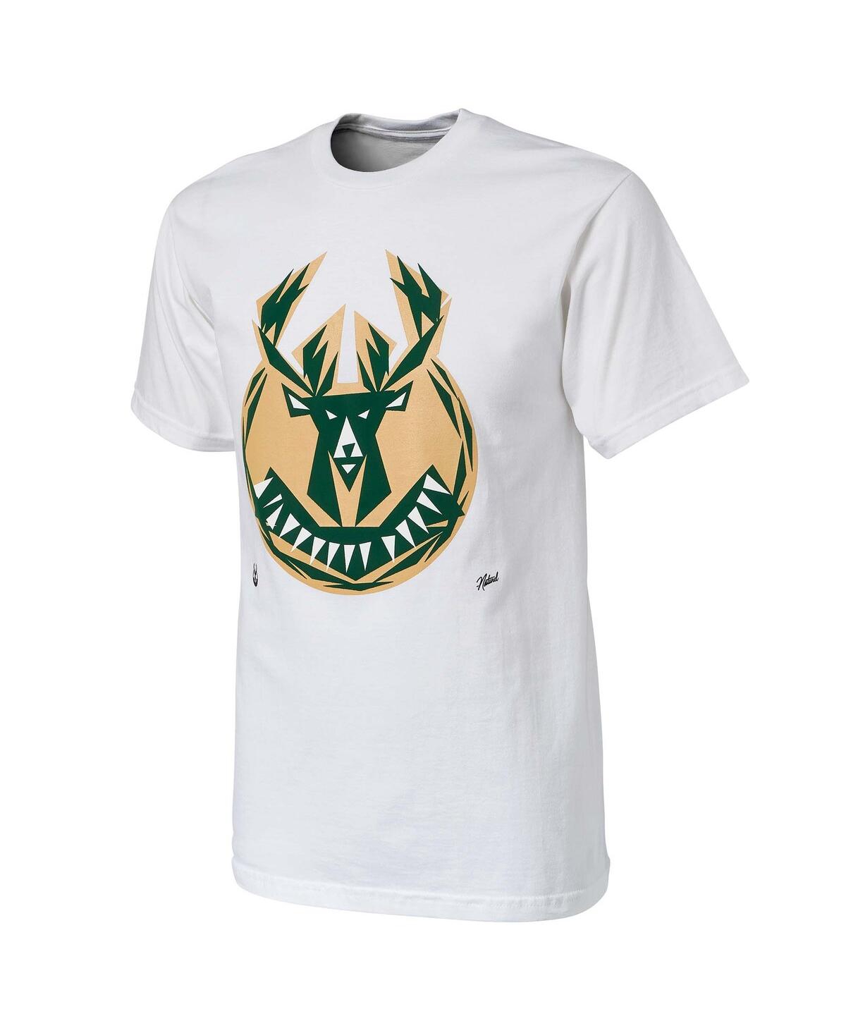Shop Nba Exclusive Collection Men's Nba X Naturel White Milwaukee Bucks No Caller Id T-shirt