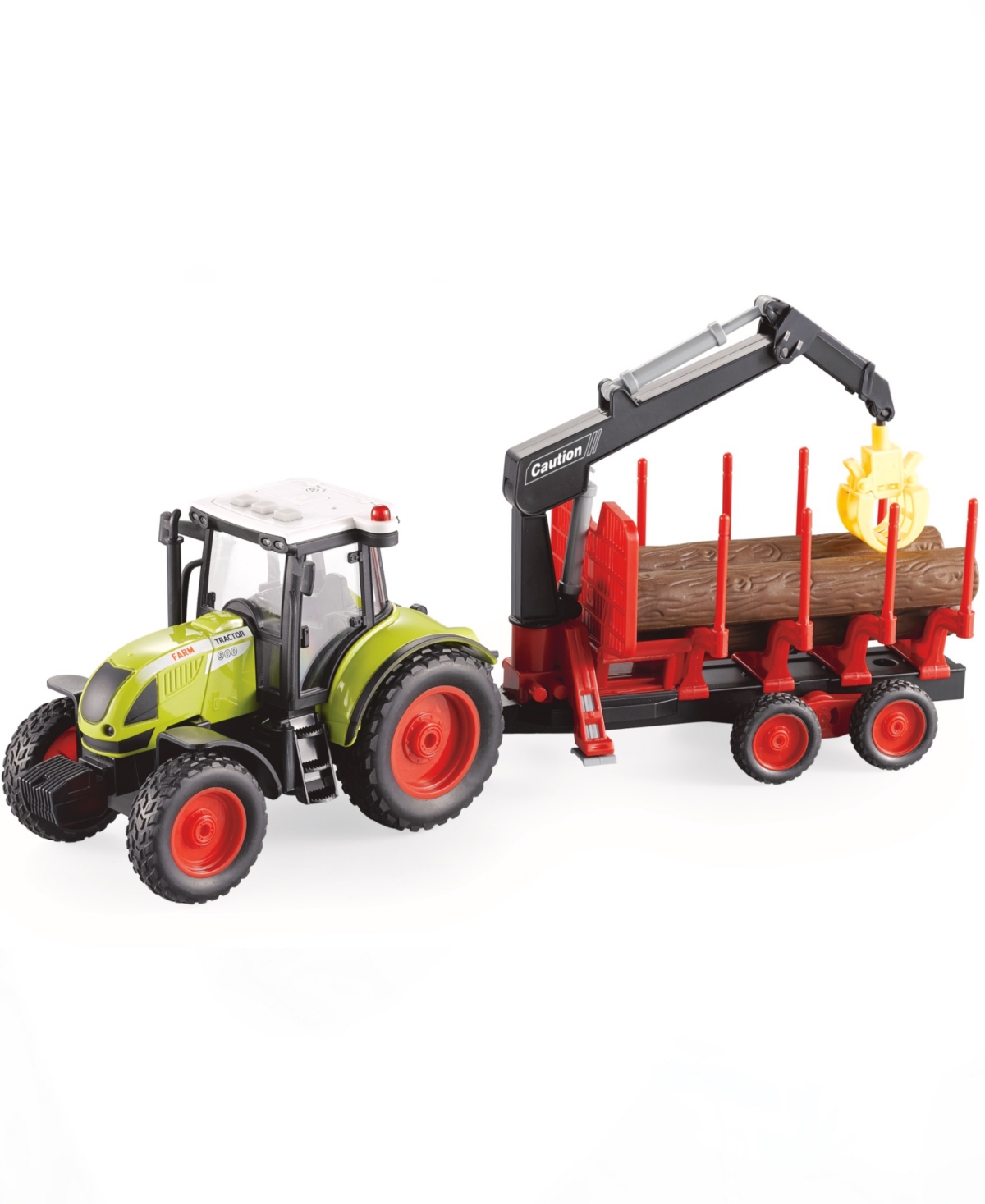 Big Daddy Babies' Farmland Lumber Transport With Excavator Arm Farming Tractor Trailer In Multi Colored Plastic