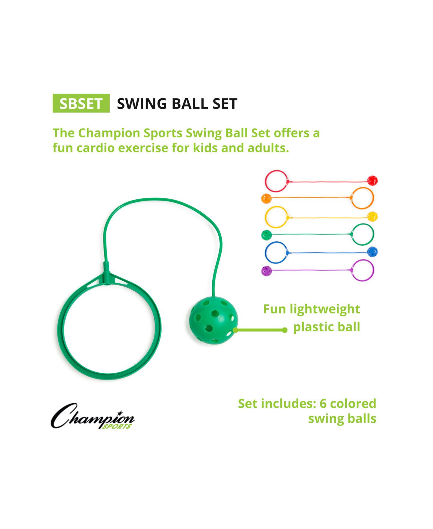 Детские игрушки Champion Sports Swing Ball Set, Set of 6 — фото 3