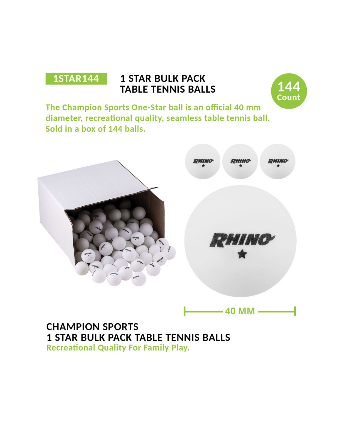 Shop Champion Sports One-star Table Tennis Ball, Pack Of 144 In White