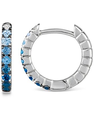 Denim Ombr&eacute; Sapphire (1/4 ct. t.w.) & White Sapphire (1/20 ct. t.w.) Small Hoop Earrings in 14k White Gold, 0.5"