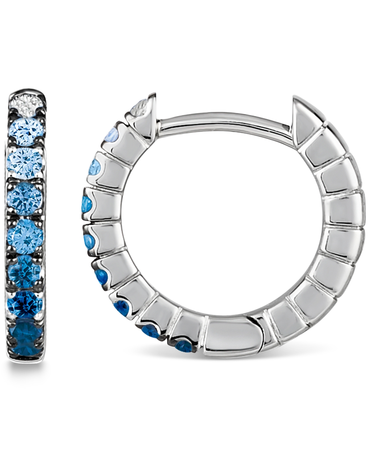 Le Vian Denim Ombre(1/4 ct. t.w.) & White(1/20 ct. t.w.) Small Hoop Earrings in 14k White Gold, - Sapphire
