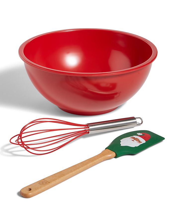 Holiday Baking Prep Set, Mixing Bowls, Measuring Spoons and Silicone Spatula