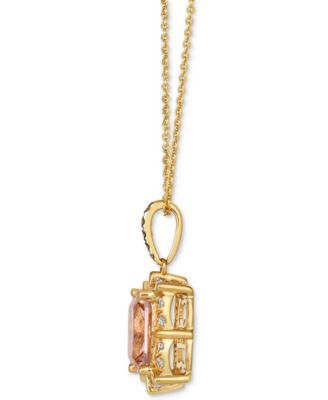 Peach Morganite (1-1/2 ct. t.w.) & Diamond (1/4 ct. t.w.) 20" Adjustable Pendant Necklace in 14k Gold