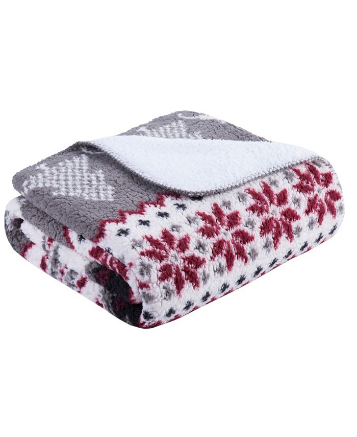 Birch Trail Reversible Printed Sherpa Throw, 50" x 60" Macy's