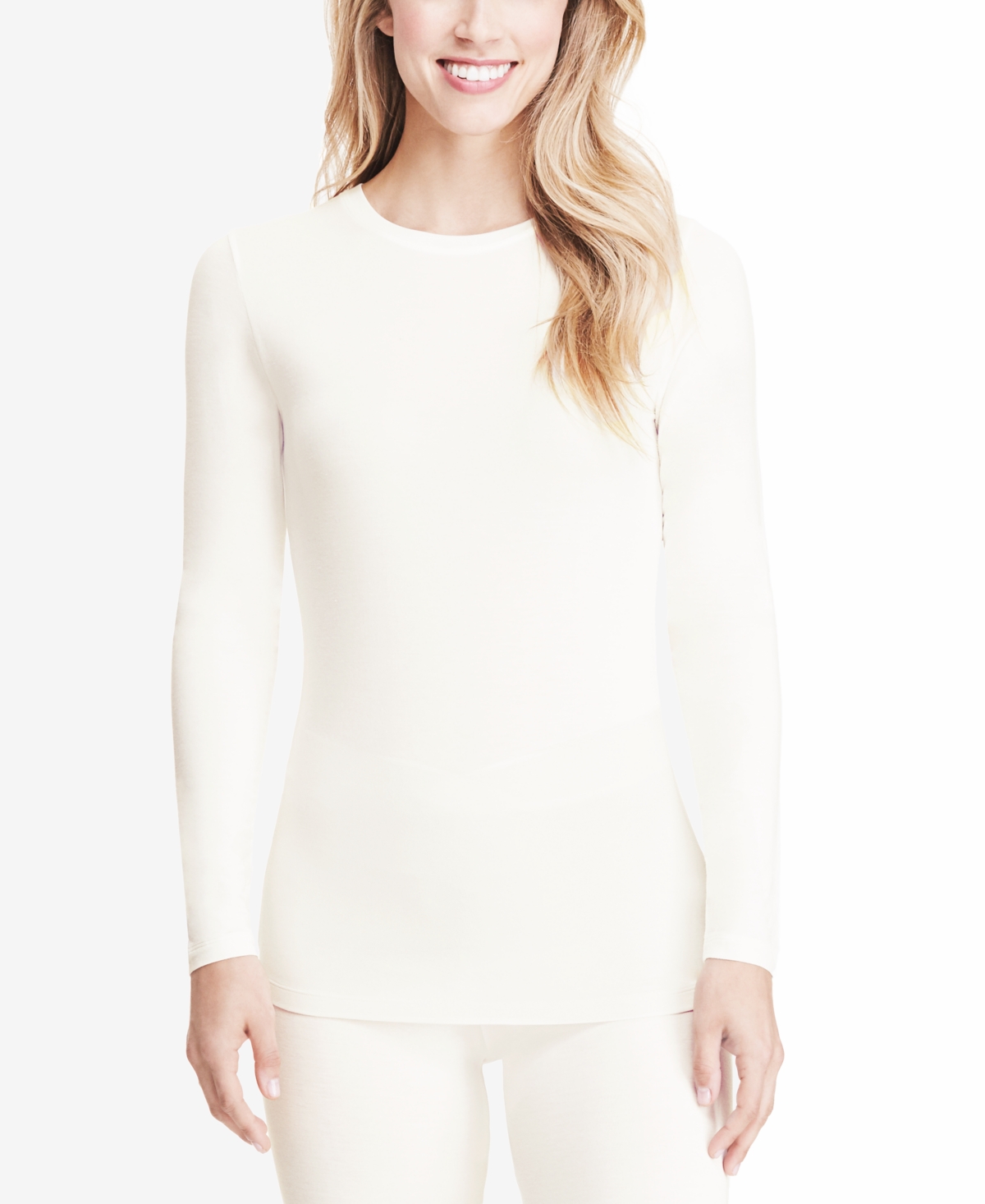 Cuddl Duds Softwear With Stretch Long-sleeve Layering Top In Ivory