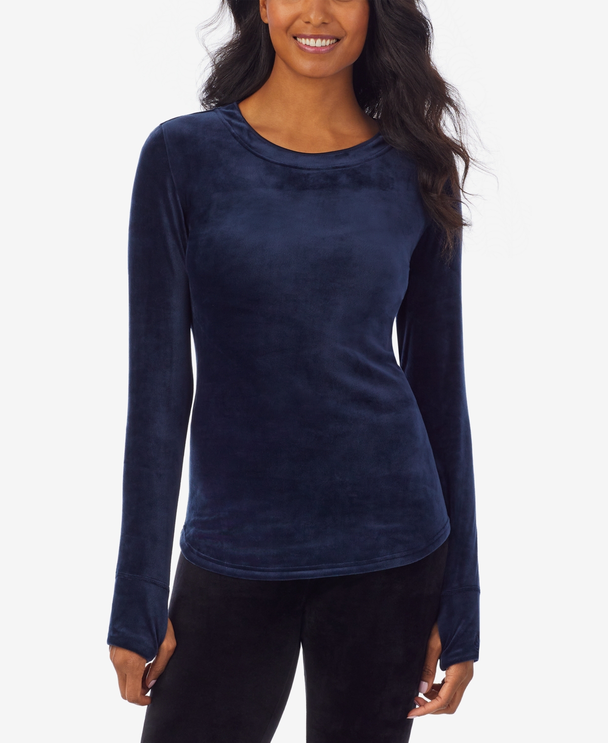 Cuddl Duds Womens Double Plush Velour Long Sleeve Top 