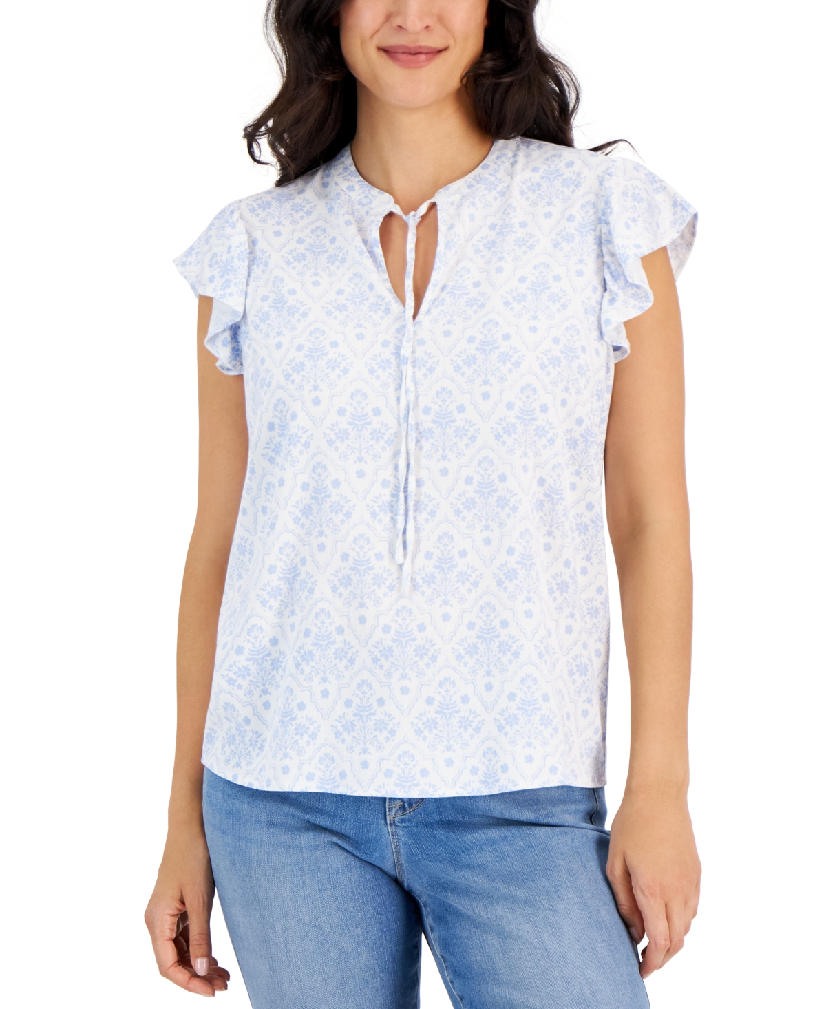 Style & Co Lace Henley Top, Created for Macy's - Macy's