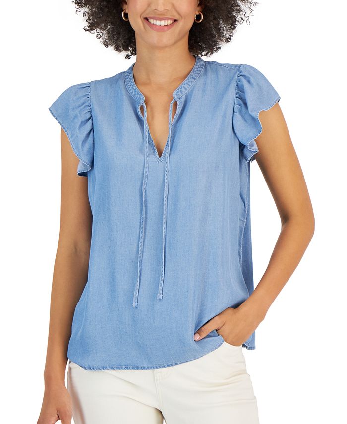 Macys flutter sleeve top deals
