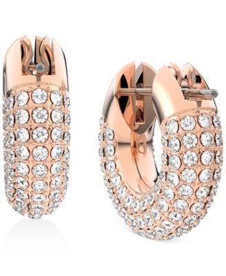 Gold-Tone Pav&eacute; Crystal Dextera Hoop Earrings, 0.62"